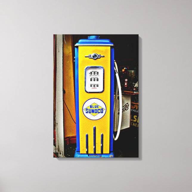 Lienzo Bomba de gasolina vintage Blue Sunoco (Anverso)