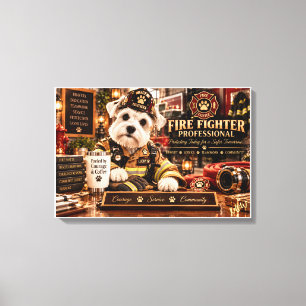 Lienzo Bombero Afortunado Schnauzer Blanco Profesional Ca