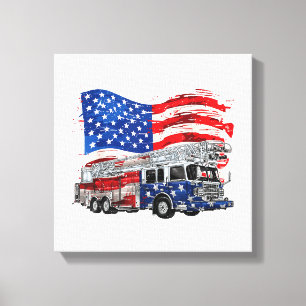 Lienzo Bombero de Camión de Fuego Retro Fireman Bandera d