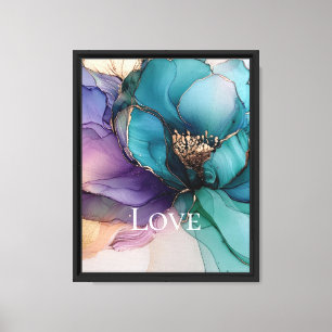 Lienzo Bonito Aqua Blue Purple Gold Floral Love