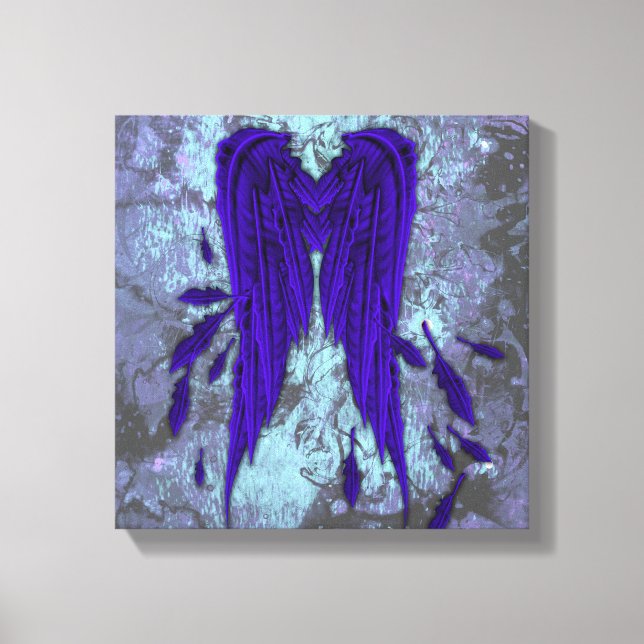 Lienzo Bonito Blue Feathers Angel Wings Grunge Design (Anverso)