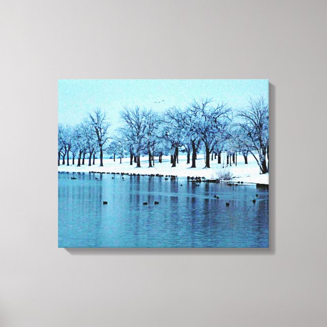 Lienzo Bonito Canvas envueltas en estanque de invierno (Anverso)