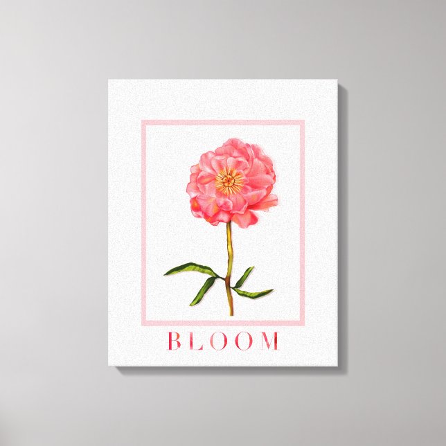 Lienzo Bonito floral Peony Rosa Flower Art (Anverso)