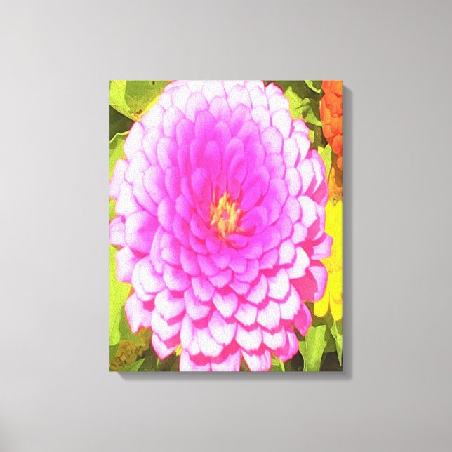 Lienzo Bonito redonda de zinnia rosa en el jardín de vera (Anverso)