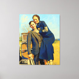 Lienzo Bonnie Parker Clyde Barrow 1933