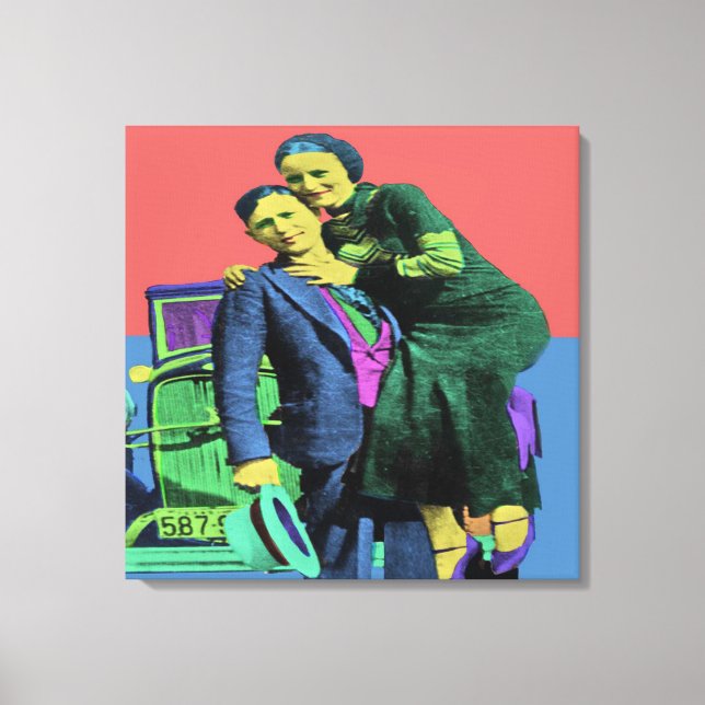 Lienzo Bonnie y Clyde Pop Art (Anverso)