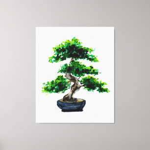 Lienzo Bonsai al Acuarela Japonés