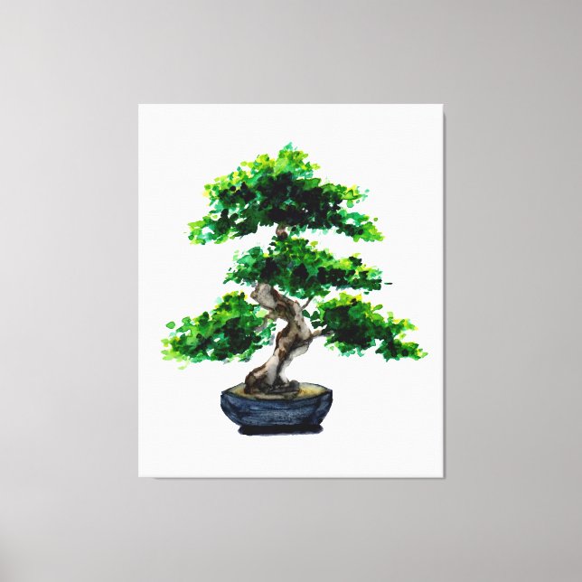 Lienzo Bonsai al Acuarela Japonés (Anverso)