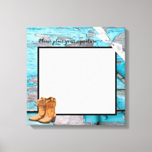 Lienzo Boots de puerta de la barra de madera azul de tela