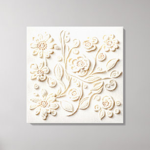 Lienzo Bordado floral de marfil