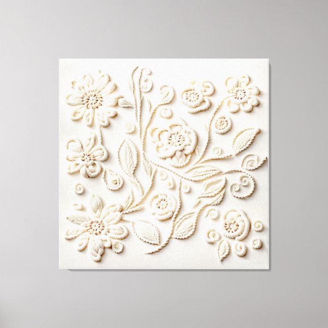 Lienzo Bordado floral de marfil (Anverso)