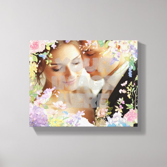 Lienzo Borde Floral de Boda Personalizable (Anverso)