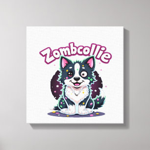 Lienzo Border Collie BC Perro Zombie Halloween Essential