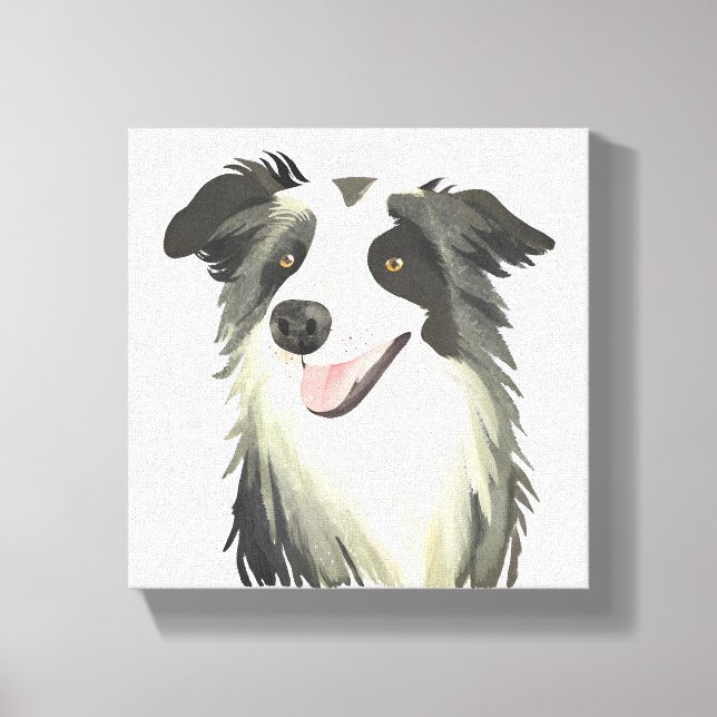 Lienzo Border Collie | Perro Hermoso Mascota Acuarela (Anverso)
