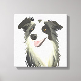 Lienzo Border Collie | Perro Hermoso Mascota Acuarela