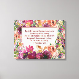 Lienzo Borgoña Floral Cristiana Biblia Timothy Youth