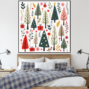 Lienzo Bosque de árboles de Navidad caprichosos