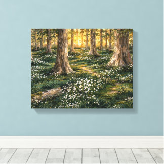 Lienzo Bosque de flores silvestres iluminado por el sol