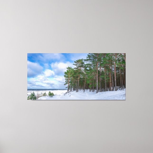 Lienzo Bosque de pino cerca de la costa marítima de Leton (Anverso)