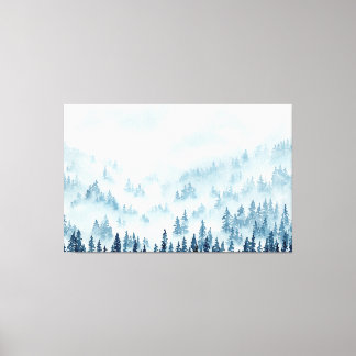 Lienzo Bosque de pinos bajo una manta de nieve