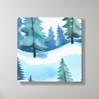 Bosque de Pinos Nevado | Acuarela de Invierno