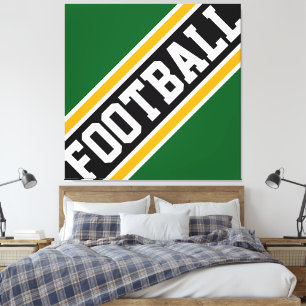 Lienzo Bosque divertido de fútbol verde negro rayas naran