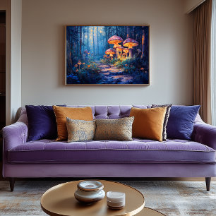 Lienzo Bosque mágico con brillantes habitaciones