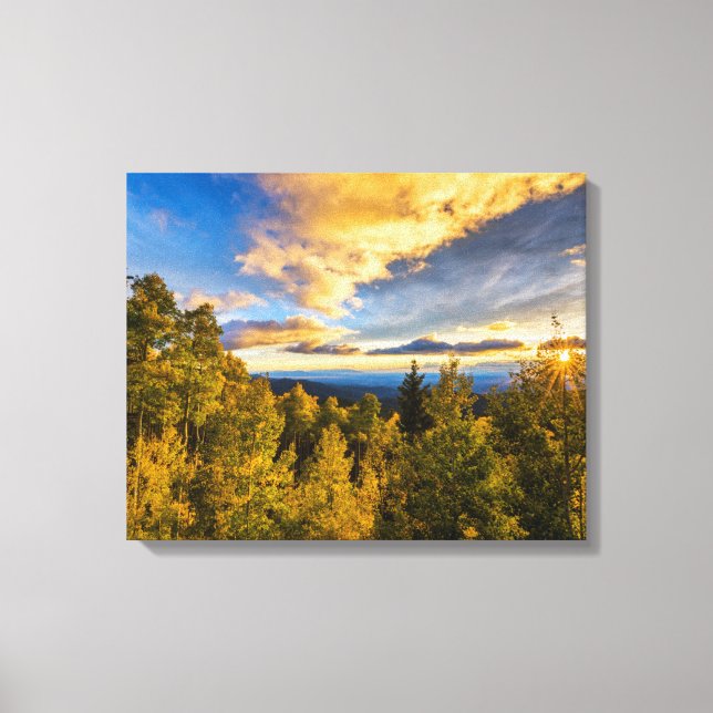 Lienzo Bosque Nacional de Santa Fe al atardecer en otoño (Anverso)