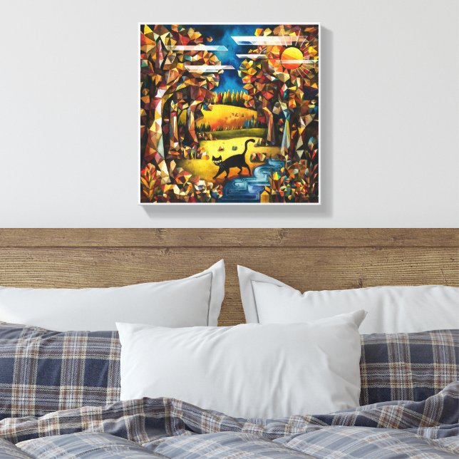 Lienzo Bosque otoñal cubano con río y pradera (Insitu(Dormitorio))