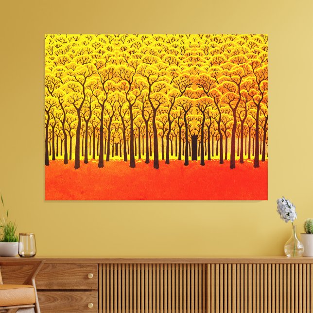 Lienzo Bosque Otoño Dorado (Insitu (Sala de estar))