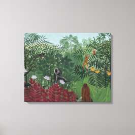 Lienzo Bosque tropical con simios y serpientes (Rousseau)