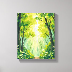 Lienzo Bosque Verde Exuberante   Paisaje de la Naturaleza