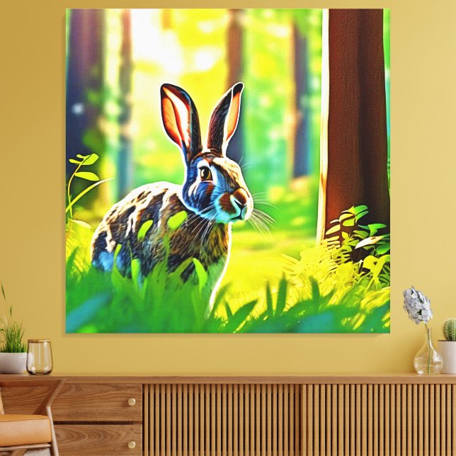 Lienzo Bosque Wild Hare (Insitu (Sala de estar))