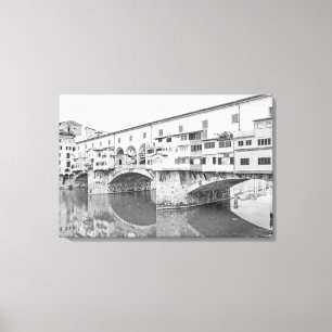 Lienzo Bosquejo blanco y negro de Ponte Vecchio