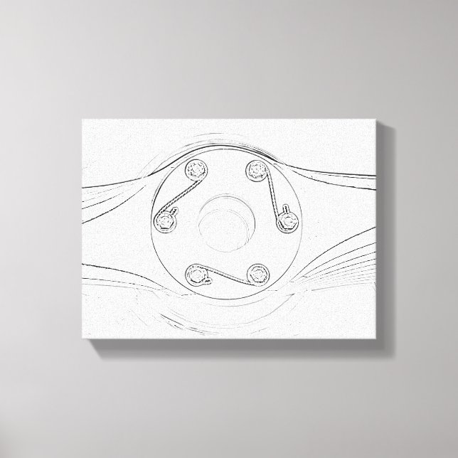 Lienzo Bosquejo de hélice de avión en blanco y negro (Anverso)
