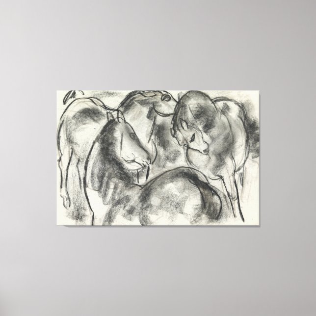 Lienzo Bosquejo de tres caballos (Anverso)