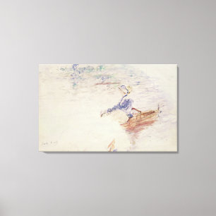 Lienzo Bosquejo de una mujer joven en un barco, 1886 (w/c