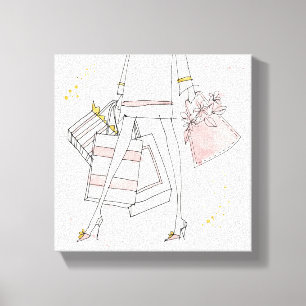 Lienzo Bosquejo rosado moderno salvaje de la moda de