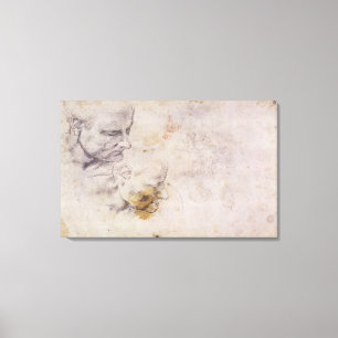 Lienzo Bosquejo W.60 de una cabeza masculina, en dos