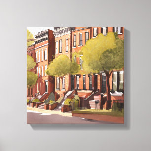 Lienzo Boston Brownstones   Beacon Street Acuarela