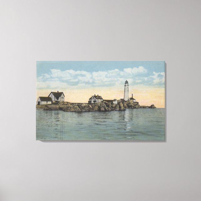 Lienzo Boston, faro MABoston en el puerto de Boston (Anverso)