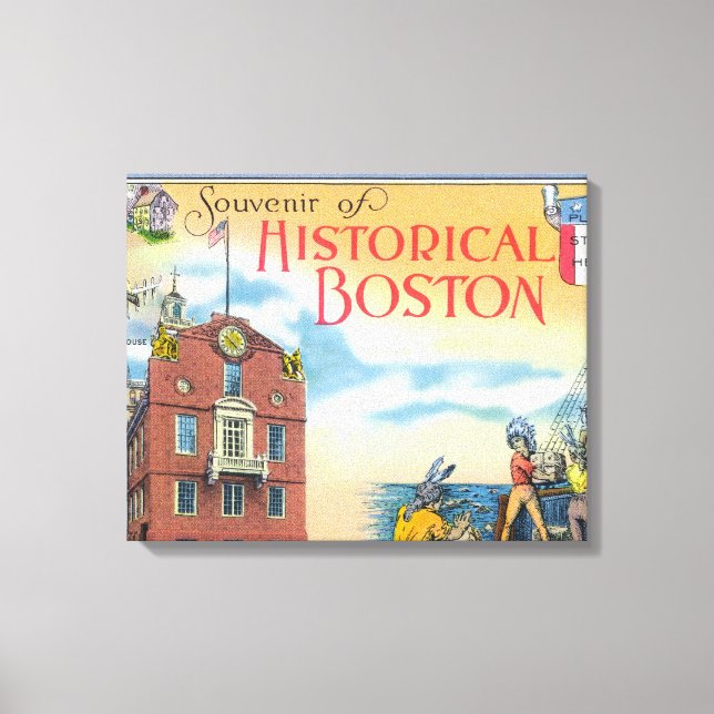 Lienzo Boston, MassachusettsEscenas históricas en Boston (Anverso)