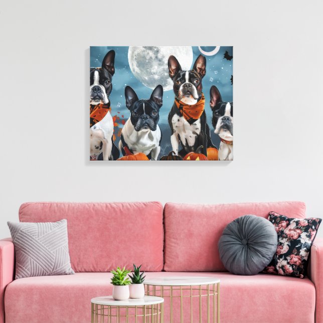 Lienzo Boston terrier Halloween espeluznante (Insitu (Sala de estar))