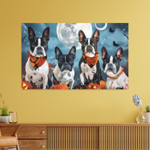 Lienzo Boston terrier Halloween espeluznante