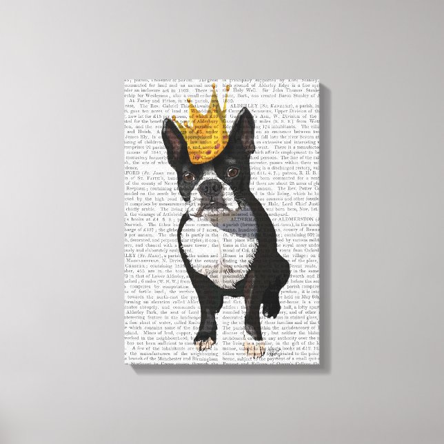 Lienzo Boston Terrier Y Crown (Anverso)