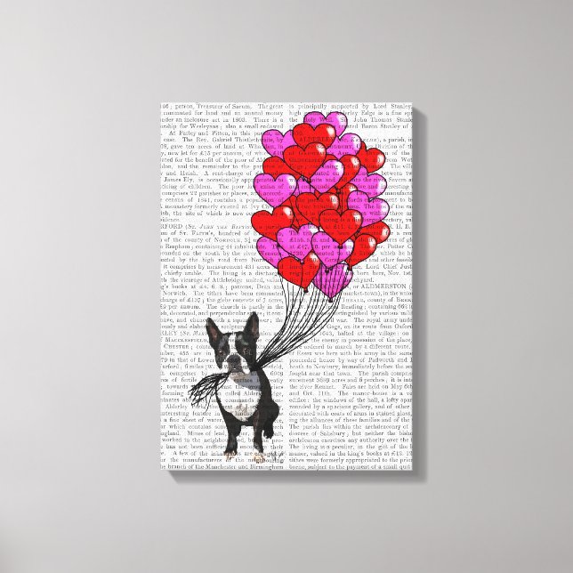 Lienzo Boston Terrier Y Globos (Anverso)