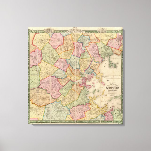 Lienzo Boston y alrededores (Anverso)