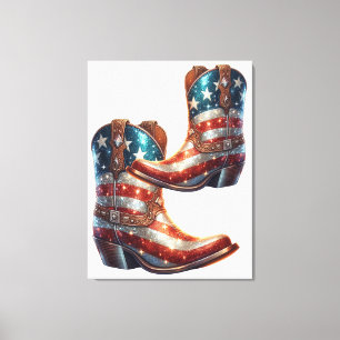 Lienzo Botas de vaquero con bandera americana brillante