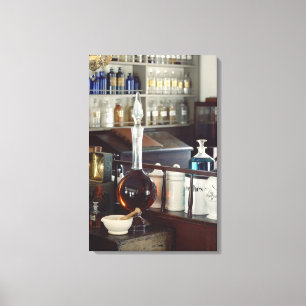 Lienzo Botellas antiguas de la farmacia