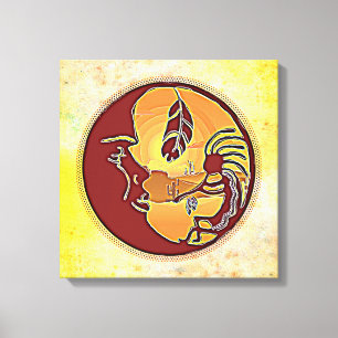 Lienzo Botón de paisaje - Pluma de la luna de Kokopelli 1